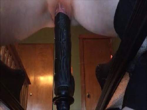 Colossal black dildo pussy penetration hot amateur