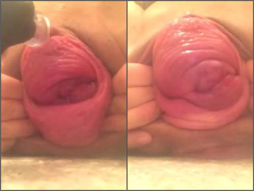 Shocking size pussy prolapse japanese slut close up