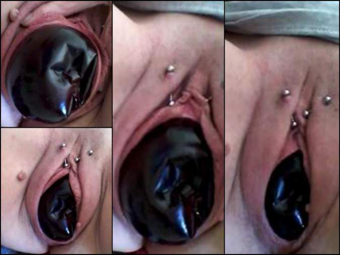 huge inflatable dildo,big inflatable toy penetrated into pierced pussy,vagina piercing