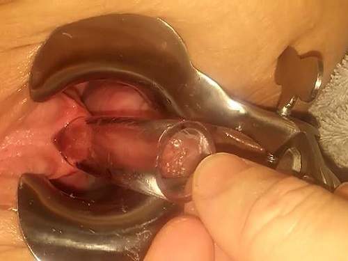 Very closeup speculum wife pussy and peehole fuck