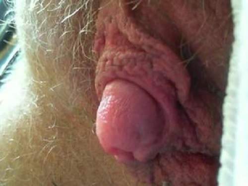Very close milf show her huge hairy clitoris