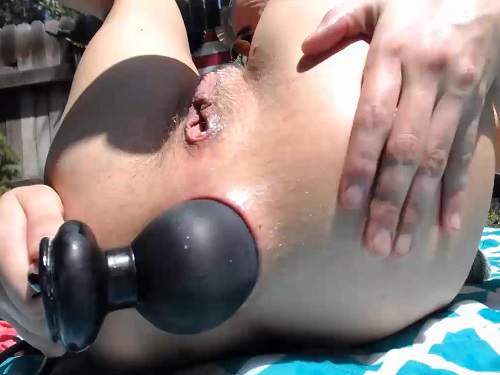 Inflatable Dildo Ass - Dildo Porn | Outdoor Maxeengreen Inflatable Dildo Deep Fuck In Prolapse Anus
