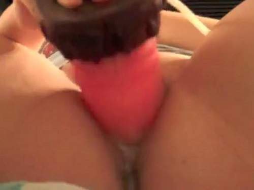Giant bad dragon dildo penetration deep in pussy fatty wife