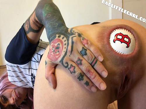 Badlittlegrrl baseball practice – extreme anal play with balls