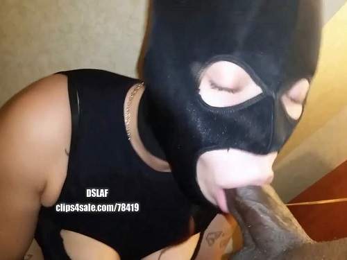 Hot masked latin girl gets blowjob deep and cusmhot in throat