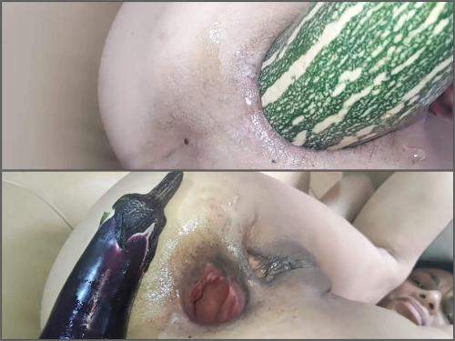 Wife monster anal gape loose with giant vegetables POV amateur