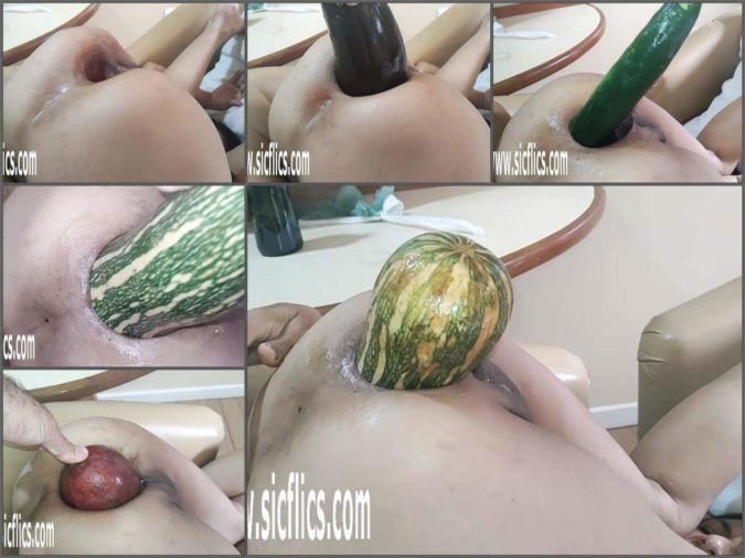 vegetable porn,vegetable sex,ruined pussy,anal ruined,girl anal ruined,stretching gape,eggplant porn,food sex