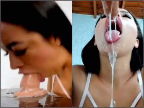 Deepthroat fucking to many spit and gagging fetish
