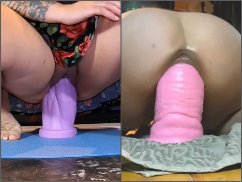 Riding Didlo Homemade Fatty Wife Stretched Her Monster Pussy With Colossal Toys pic