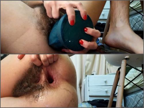 Pipaypipo with curly hairy pussy penetration new brutal dildo fully anal