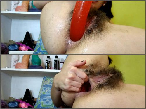 Hairy cute girl Pipaypipo big anus hole prolapse and gape terror