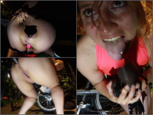 Public outdoor russian fatty girl CatCrazy squirt on a Bike – Premium user Request