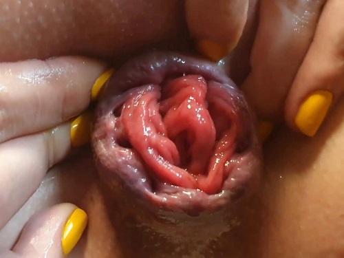 Fisting_squirt Can’t stop squirting after vacuum pump Anal prolapse with rose closeup