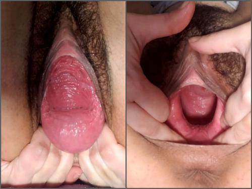 Dirty hairy teen Vixenxmoon penetration tunnel plug in pussy prolapse
