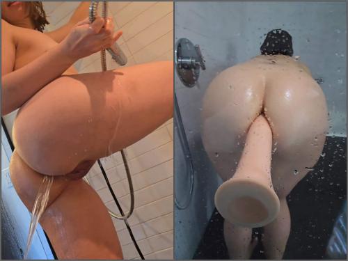 Big ass Sophia Burns showerhead enema and dildo assfucking – Premium user Request